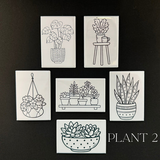 Plants Dry Erase Coloring Magnets - 2x3 Rectangles (Set of 6)