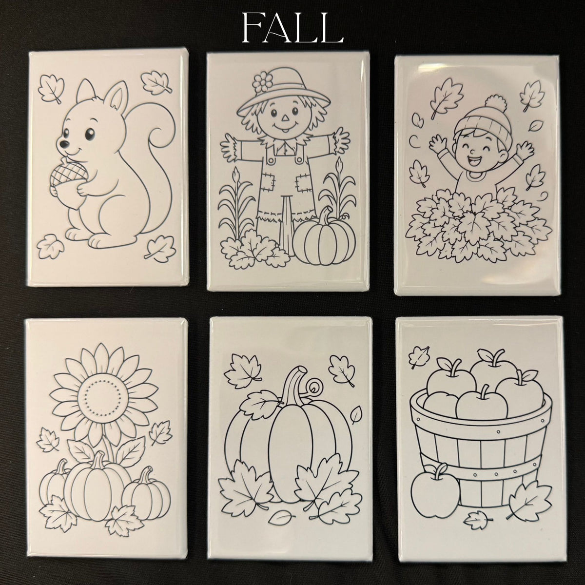Fall Dry Erase Coloring Magnets - 2x3 Rectangles (Set of 6)