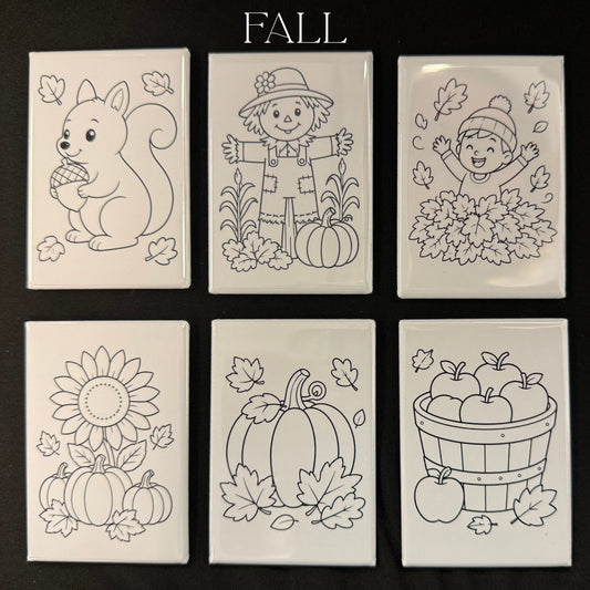 Fall Dry Erase Coloring Magnets - 2x3 Rectangles (Set of 6)